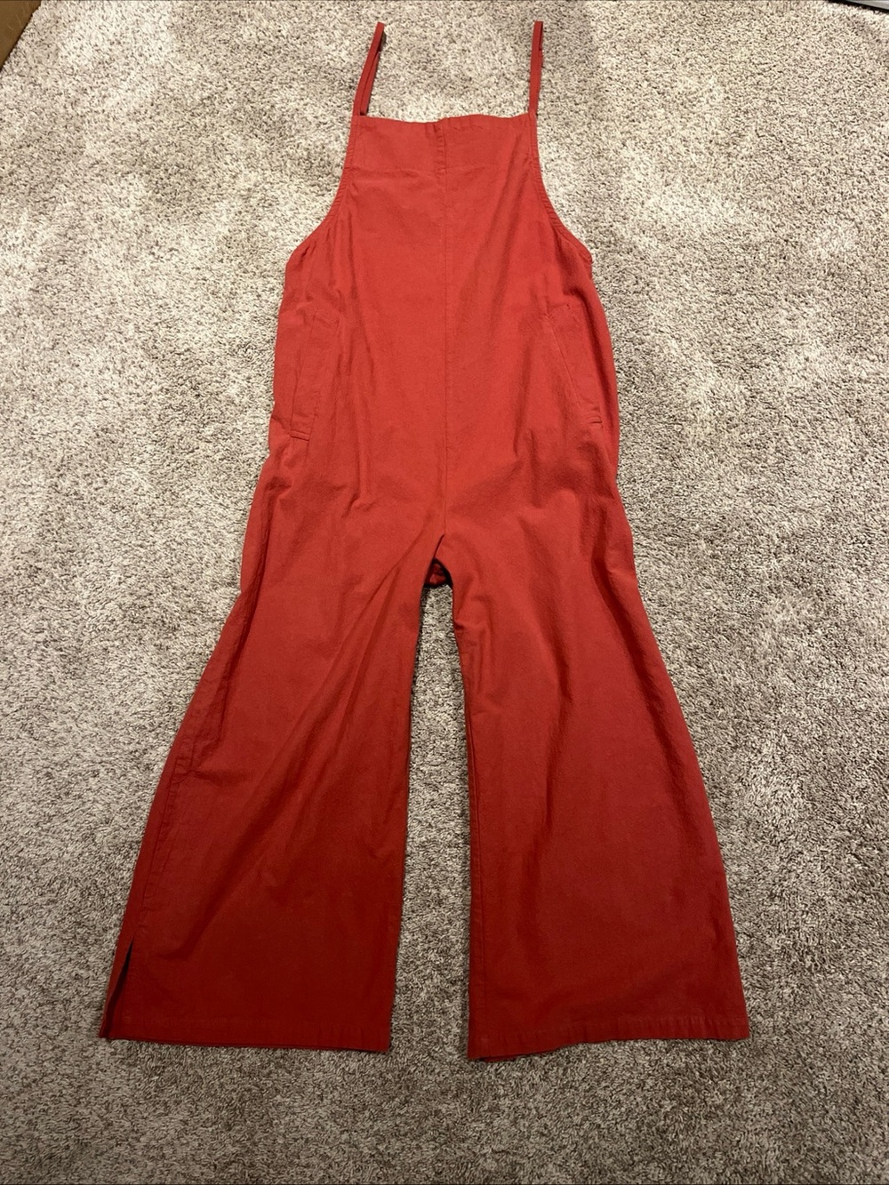 Women's Rust Orange Wide-Leg Cropped Jumpsuit/Romper